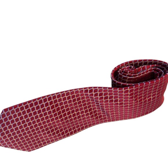 Ike Behar Men's Red‎ Geometric Silk Tie Classic Length - Picture 1 of 7